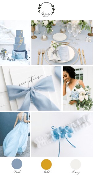 Blue and Gold Simple Wedding Inspiration - Heili Bridal