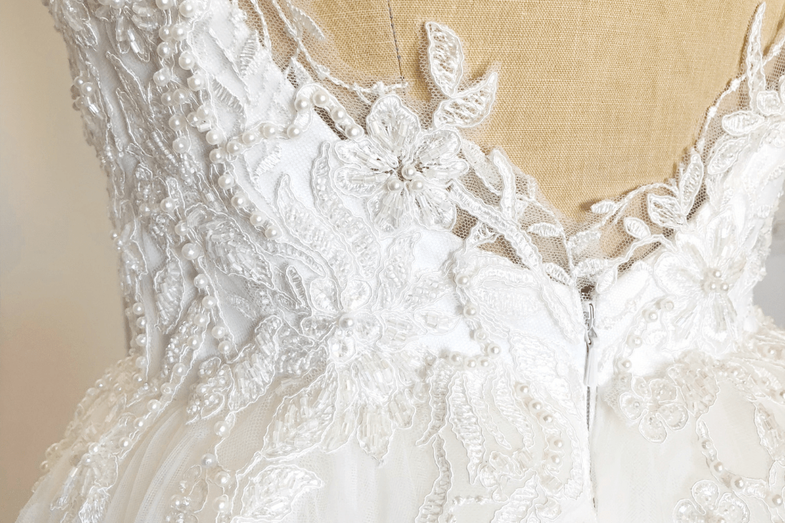 adding lace overlay to wedding dress
